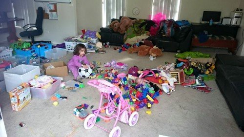 cleaning out the kids toys